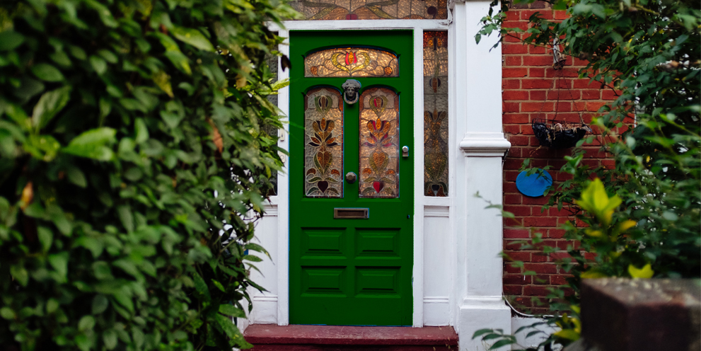 House with green front door