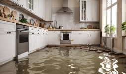 A flood in a kitchen.