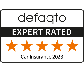 Defaqto 5 Star Rated car insurance logo for 2023.