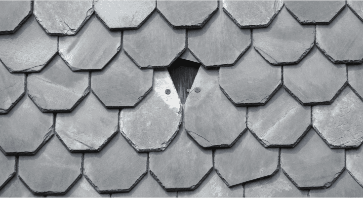 Close up of a missing roof tile