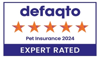 Defaqto 5 Star Rated pet insurance logo for 2024.